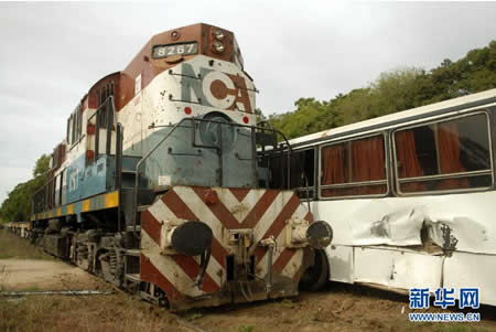 阿根廷火車發(fā)生火車撞校車事故（圖）