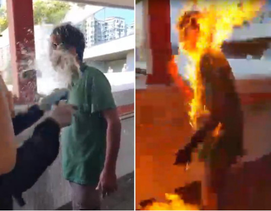 “他們想讓香港癱瘓！”暴徒對市民淋潑易燃液體、朝校車前扔汽油彈……