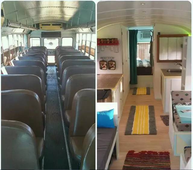 震驚：父子把買來的校車改裝成房車后，看到的人都后悔買房了！