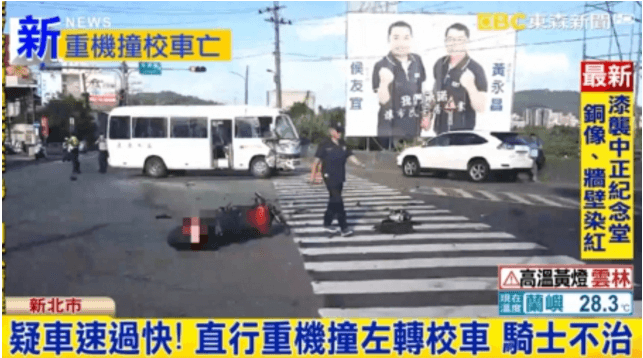 驚悚畫面曝光！重機(jī)撞上校車小巴 騎士噴飛重傷不治