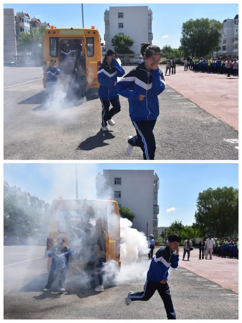 潤心德育|大慶市第二十四中學(xué)校車安全疏散演練 圖片